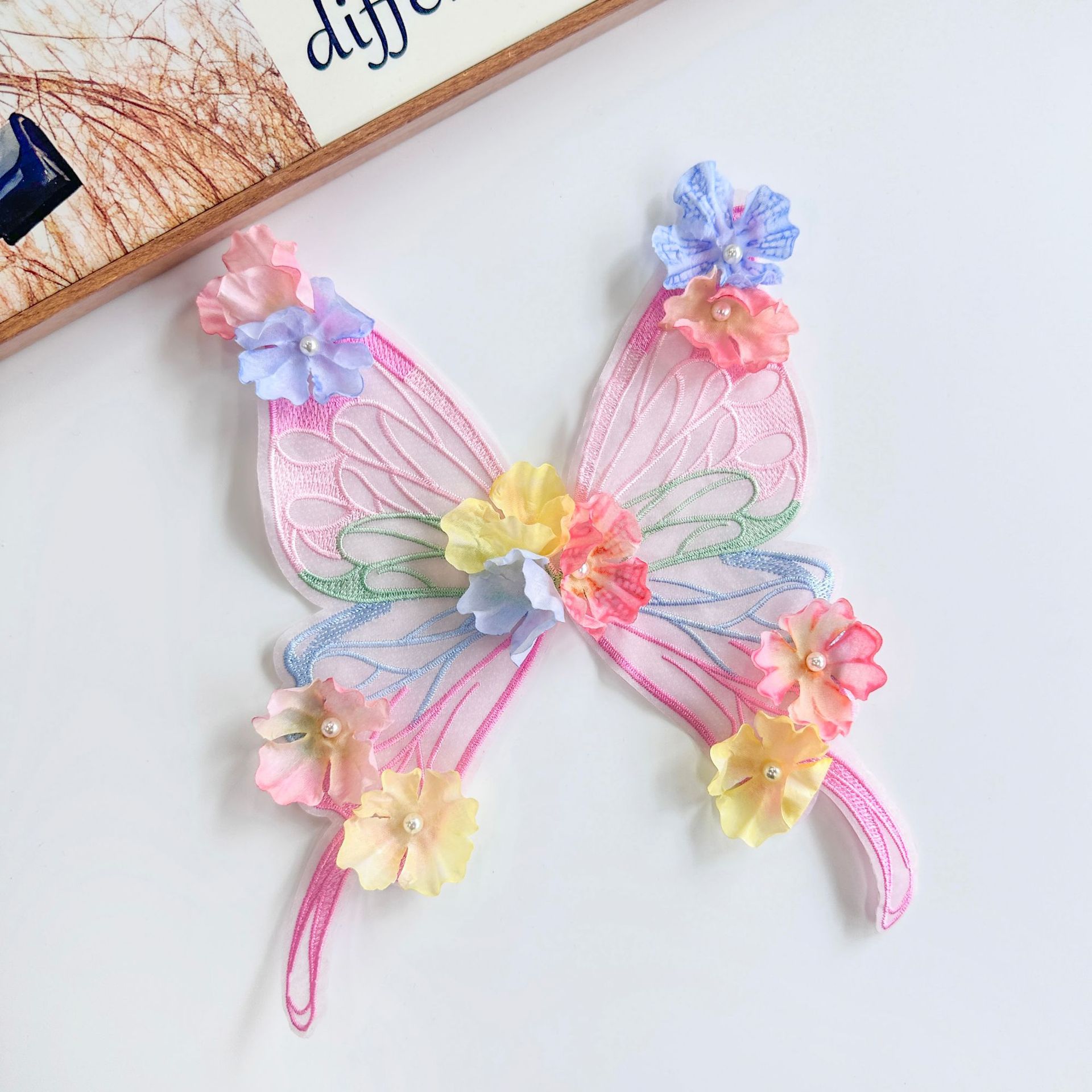 Horquilla con flor, pinza de pelo grande con mariposa, accesorio para el cabello de estilo antiguo, accesorio para el cabello de princesa Hanfu súper mágico, accesorio dulce para el cabello de mascotas, horquilla con flor de seda.