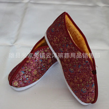 批发寿鞋男女绣花底布鞋老人寿衣全套殡葬用品莲花天梯棉鞋子白事