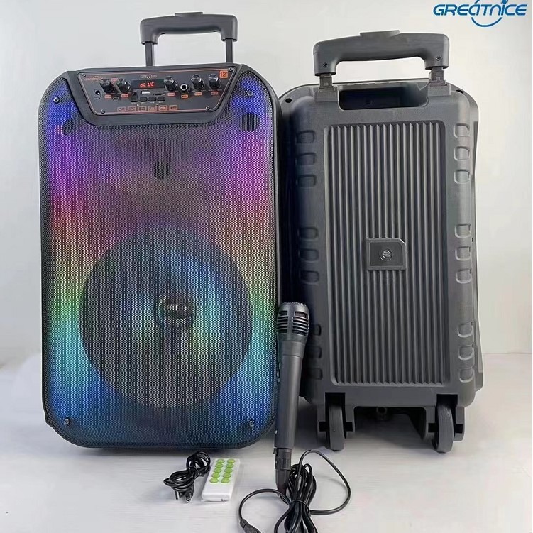 Altavoz Bluetooth Portátil 12” GTS-1596 — Con Ruedas, Ideal para Exteriores