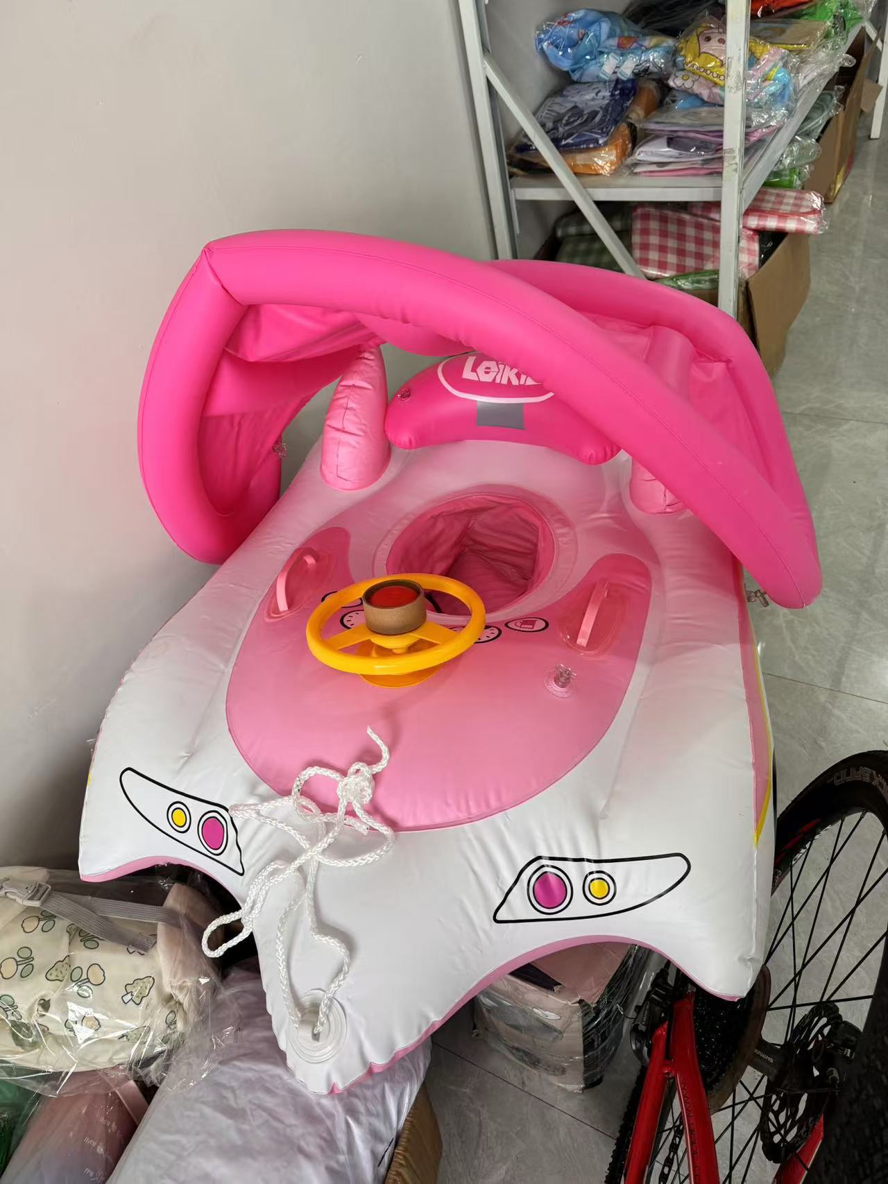 Xia Le bebé anillo de natación a prueba de sol con volante asiento de bebé barco cuerno barco hogar niños natación anillo piscina juguete