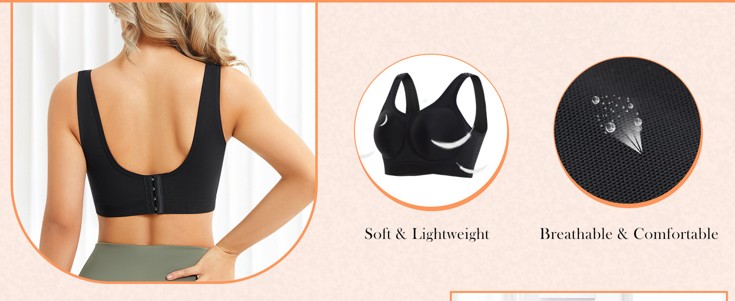 CYDREAM women wireless post surgery compression everyday bra padded adjustable smooth back bra -2