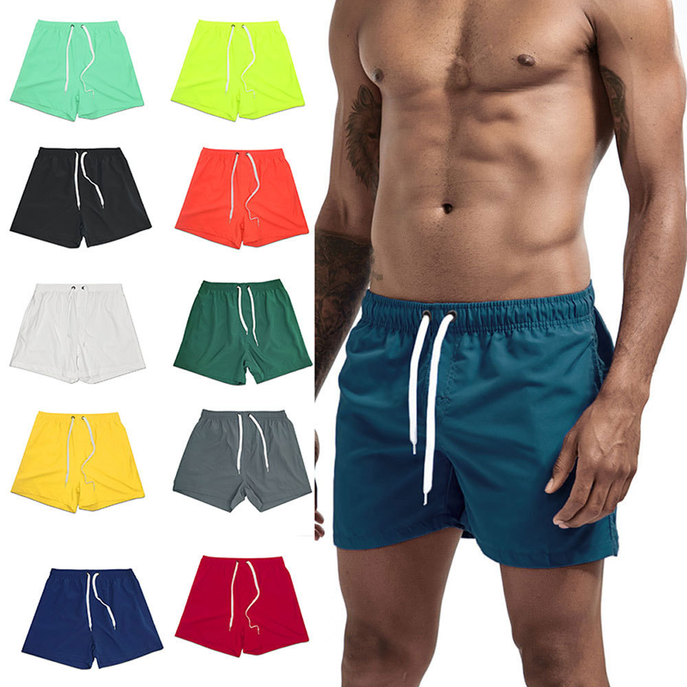 UXHEuropean And American Solid Color Four-way Elastic Breathable Beach Shorts Unlined With Pockets Quick-drying Loose Multi-color Beach Shorts