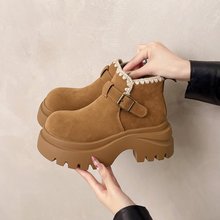 厚底勃肯鞋女2025新款秋冬加绒豆豆鞋保暖雪地靴一脚蹬懒人棉鞋子
