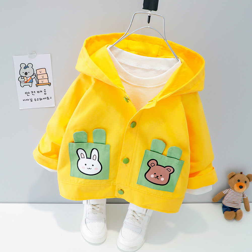 Spring/Autumn Children's Single-Breasted Long-Sleeved Trench Coat for Boys, Korean Style Cartoon New Spring Jacket, Dropshipping Available 1566
