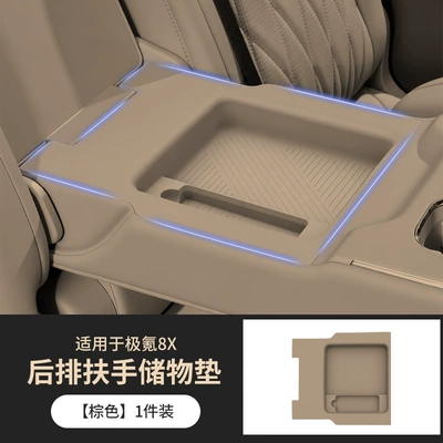 Suitable for Zeekr 8X Rear Armrest Storage Box Silicone Mat Anti-Slip Mat Dustproof Modification Accessories Complete Set (Anti-slip mat) - brown-rear-armrest-storage-mat-1-pack-exclusively-for-ji-krypton-8x