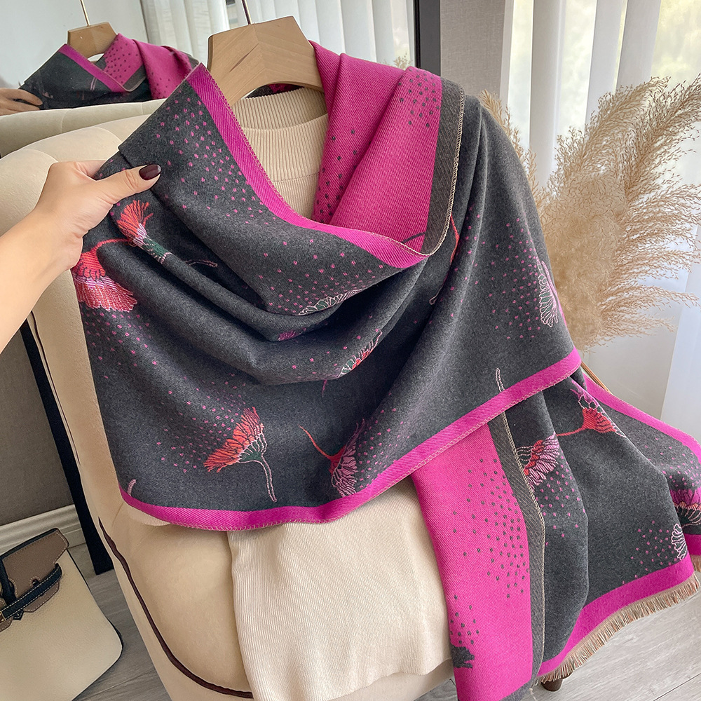 Imitation Cashmere Scarf For Girls With Dandelion Pattern Warm_voghion.com