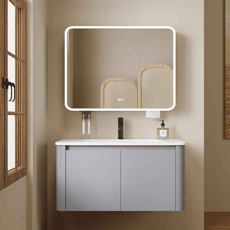 Thickened Space Bathroom Cabinet Cream Combination Rounded Corner Wash Basin Bathroom Wash Basin Integrated Ceramic Wash Basin