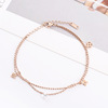 Golden bracelet stainless steel, zirconium, cute jewelry, round beads, accessory, Japanese and Korean, European style