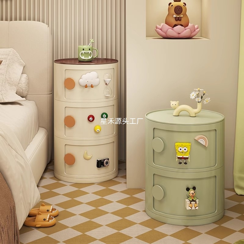 Multi-Layer Bedroom Storage Cabinet Small Narrow Storage Cabinet Ultra-Narrow Bedside Table Sofa Side Cabinet Cylindrical Bedside Table Living Room