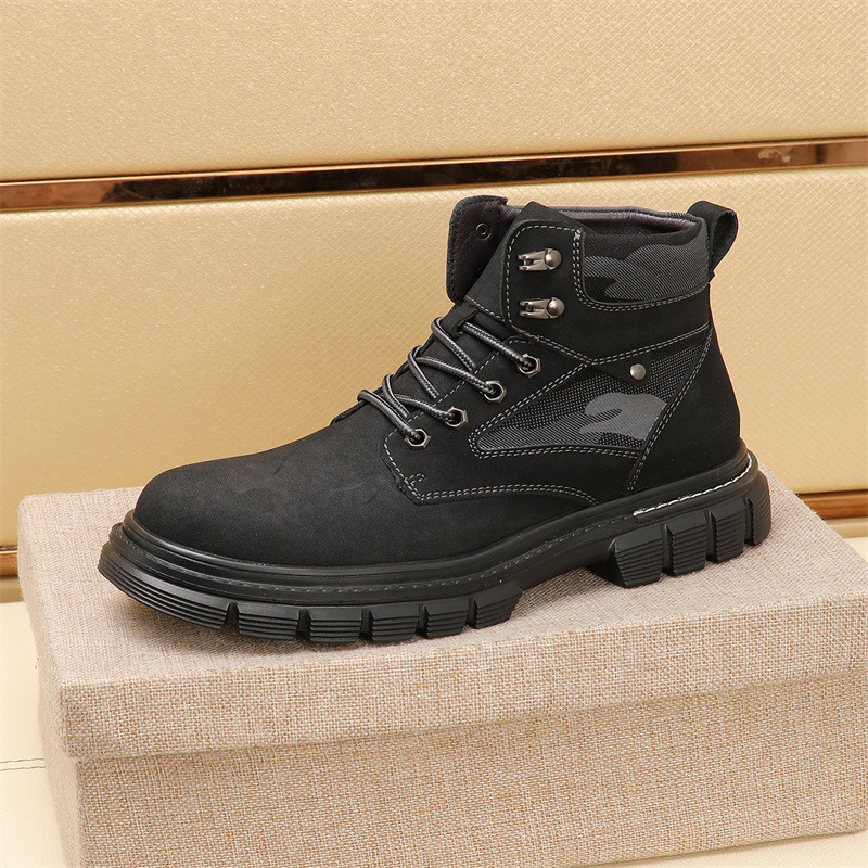 Retro Suede Ankle Boots For Men Soft Sole Height Increasing_voghion.com