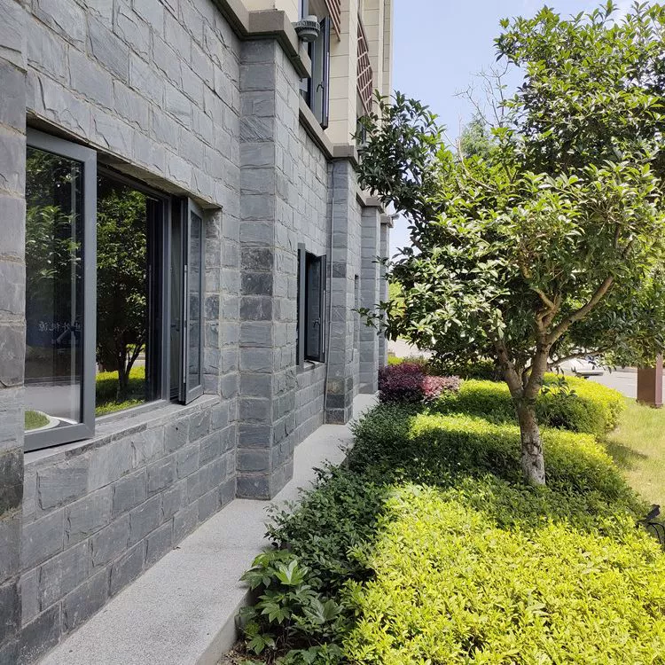 Голубой сланец Грибной камень антикварный кирпич Вилла вогнутый наружный настенный кирпич Черный грибной камень Культурный кирпич