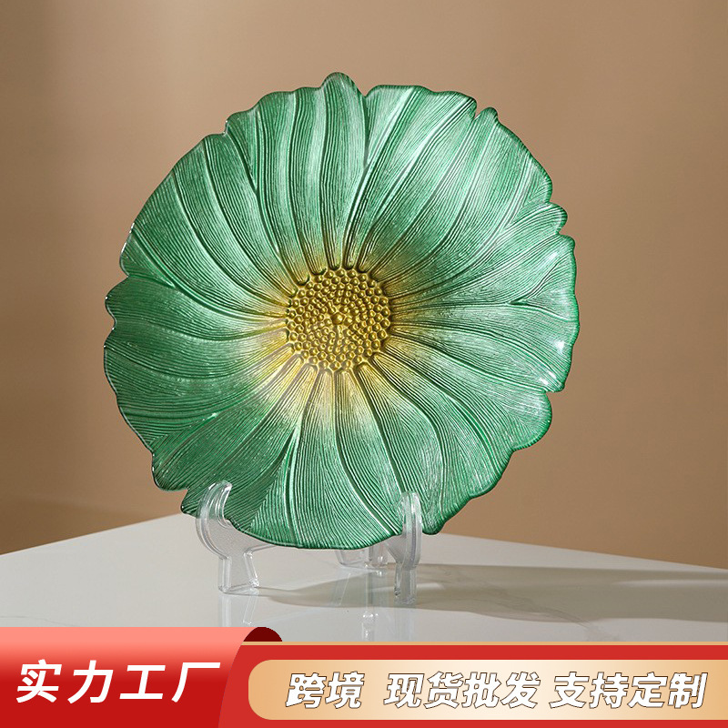 New Lotus Glass Plate Set for Home Use in the Living Room, Simple Style Colorful Fruit Plate, Ktv Coffee Table Snack Platter