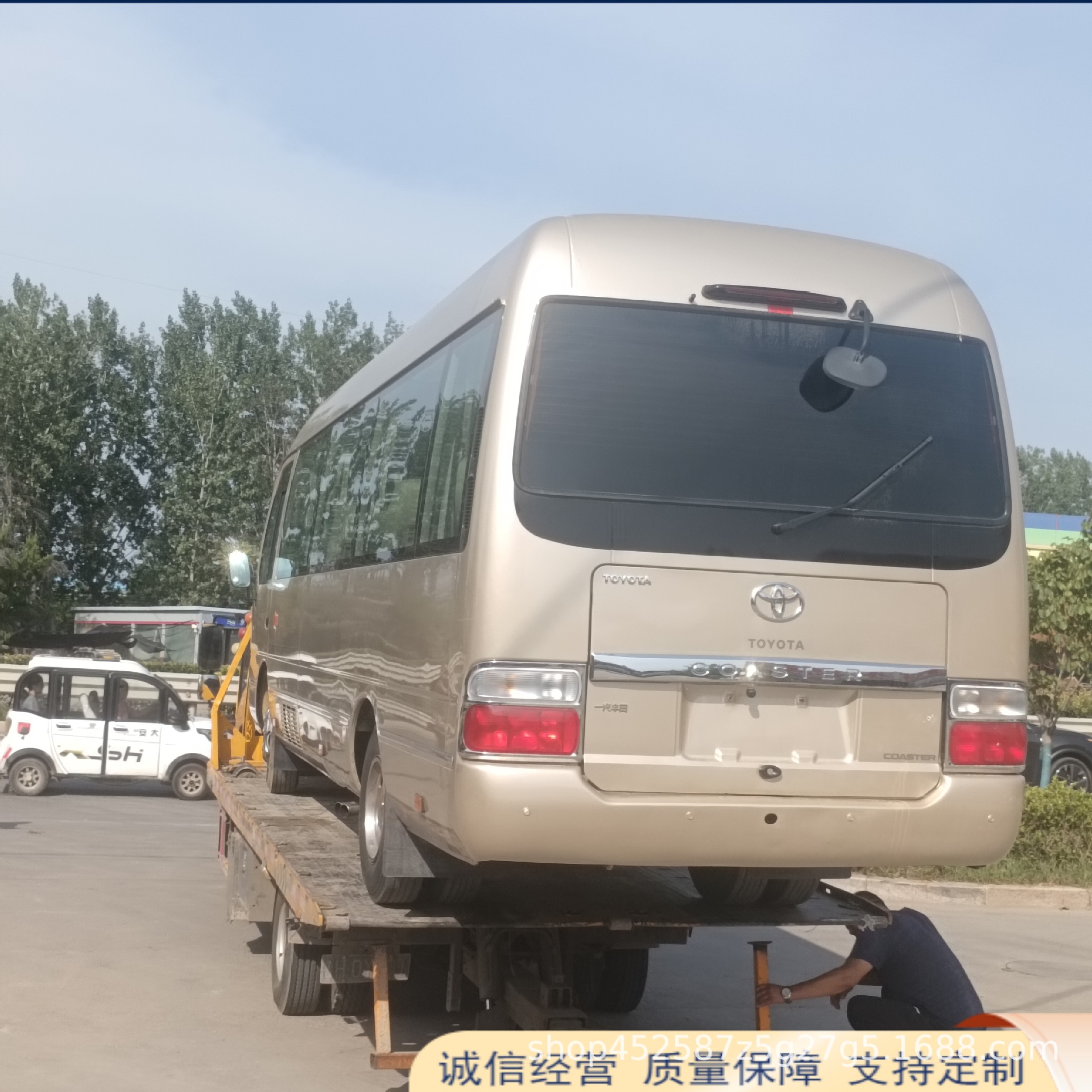 出口二手丰田考斯特14- 23座 木地板 皮座椅套四缸 原版原漆