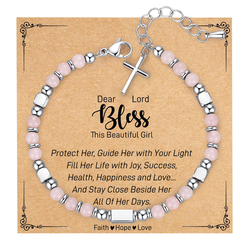 Turquoise Bracelet Adjustable Stainless Steel Square Silver Bead Cross Pendant Pink Crystal Blue Turquoise Cross Chain Bracelet Turquoise Bracelet Adjustable Stainless Steel Square Silver Bead Cross Pendant Pink Crystal Blue Turquoise Cross Chain Bracelet