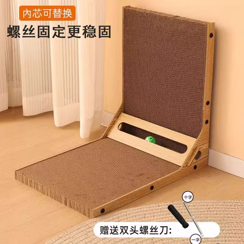 Placa de raspado para gatos tipo l, nido para gatos, todo en uno, resistente al desgaste, sin astillas, placa de garra de gato vertical, núcleo de reemplazo, garra de pulido de juguete para gatos de papel corrugado