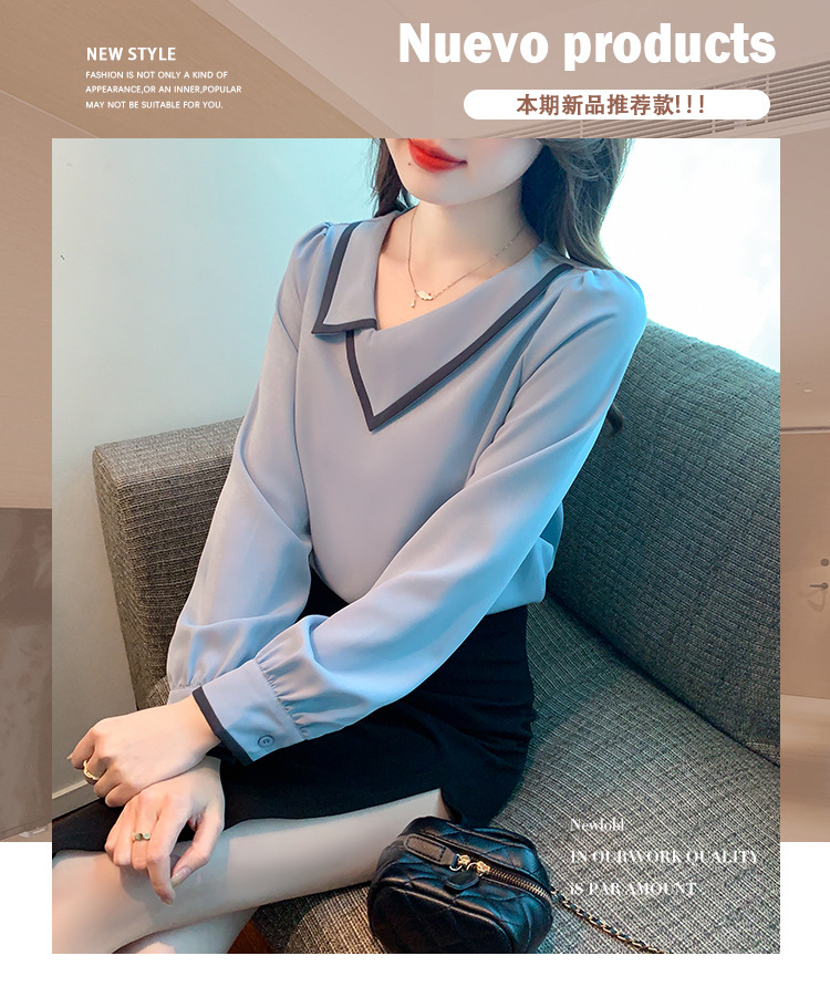 긴팔 여성 셔츠 디자인 센스 2026 봄 가을 새로운 미니멀리즘 출퇴근 Chic 아름다운 작은 셔츠 품격 맨위 상세 이미지 1