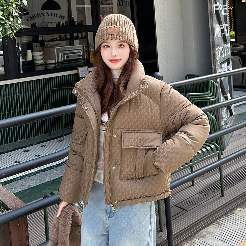 2025 フード付きダウンコットンコート婦人服新しいショート冬韓国スタイル大きいサイズ厚みのあるスタンドカラーコットンジャケットトレンディ|undefined
