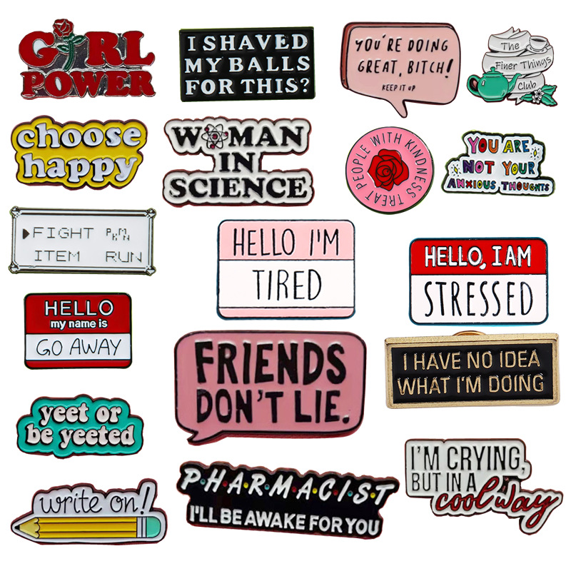 Step into the Hot-Selling Letter Metal Badge Clothing Pin Creative Versatile Combination Alloy Brooch Women's High-End