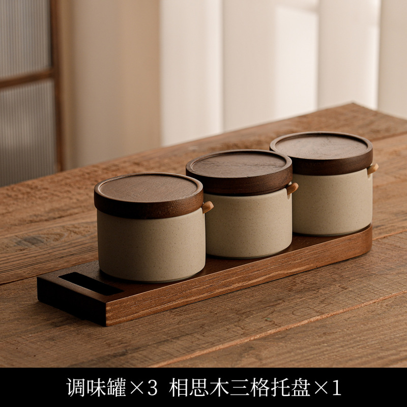 新しい陶器調味料瓶セットセラミック和風家庭用キッチン組み合わせ商業MSG調味料ボックスチリ塩瓶|undefined