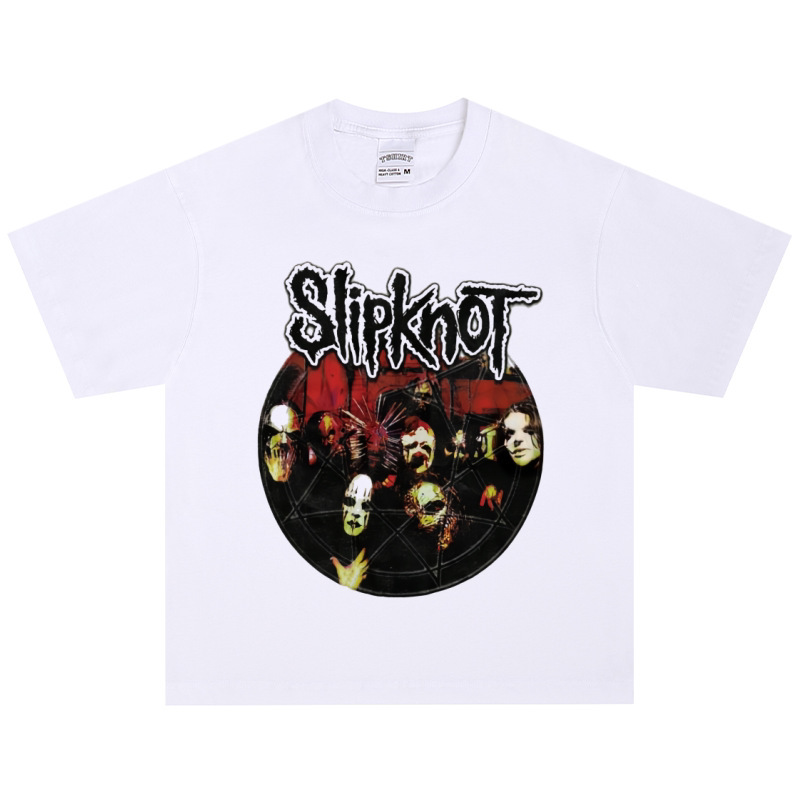 Slipknot rock band t-shirt, American retro street style, heavy-duty trendy loose-fitting short-sleeve vintage long-sleeve