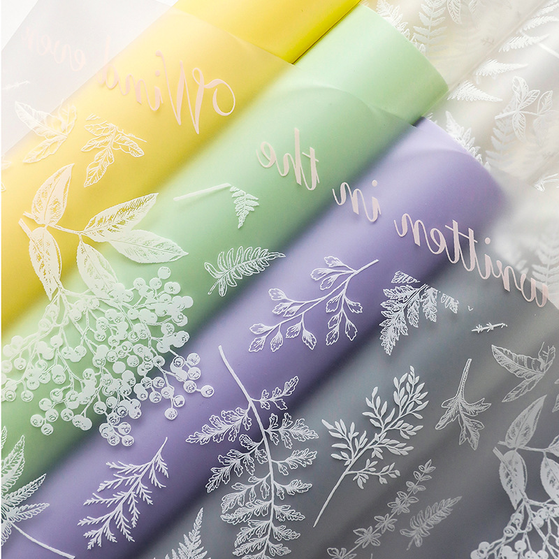 厂家批发浪漫森林霓光纸鲜花花束包装纸玻璃纸加厚防水多支袋彩色