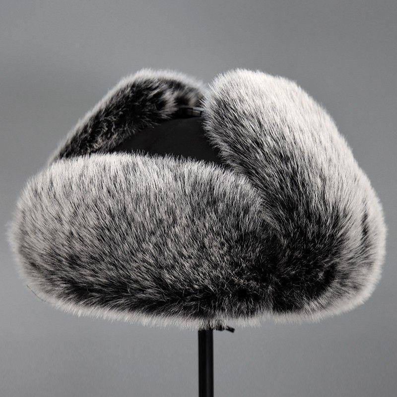 Russian Mongolian sheepskin winter Northeast Lei Feng snow imitation fox straw hat, father middle-aged and elderly ear_voghion.com