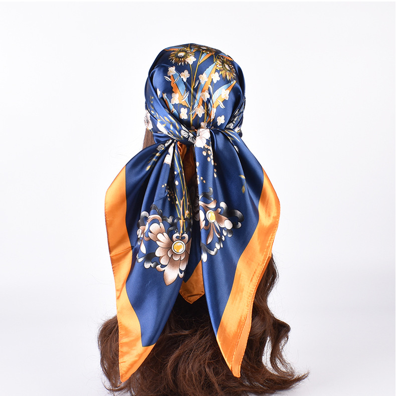 Women's Lady Flower Satin Printing Silk Scarf display picture 4