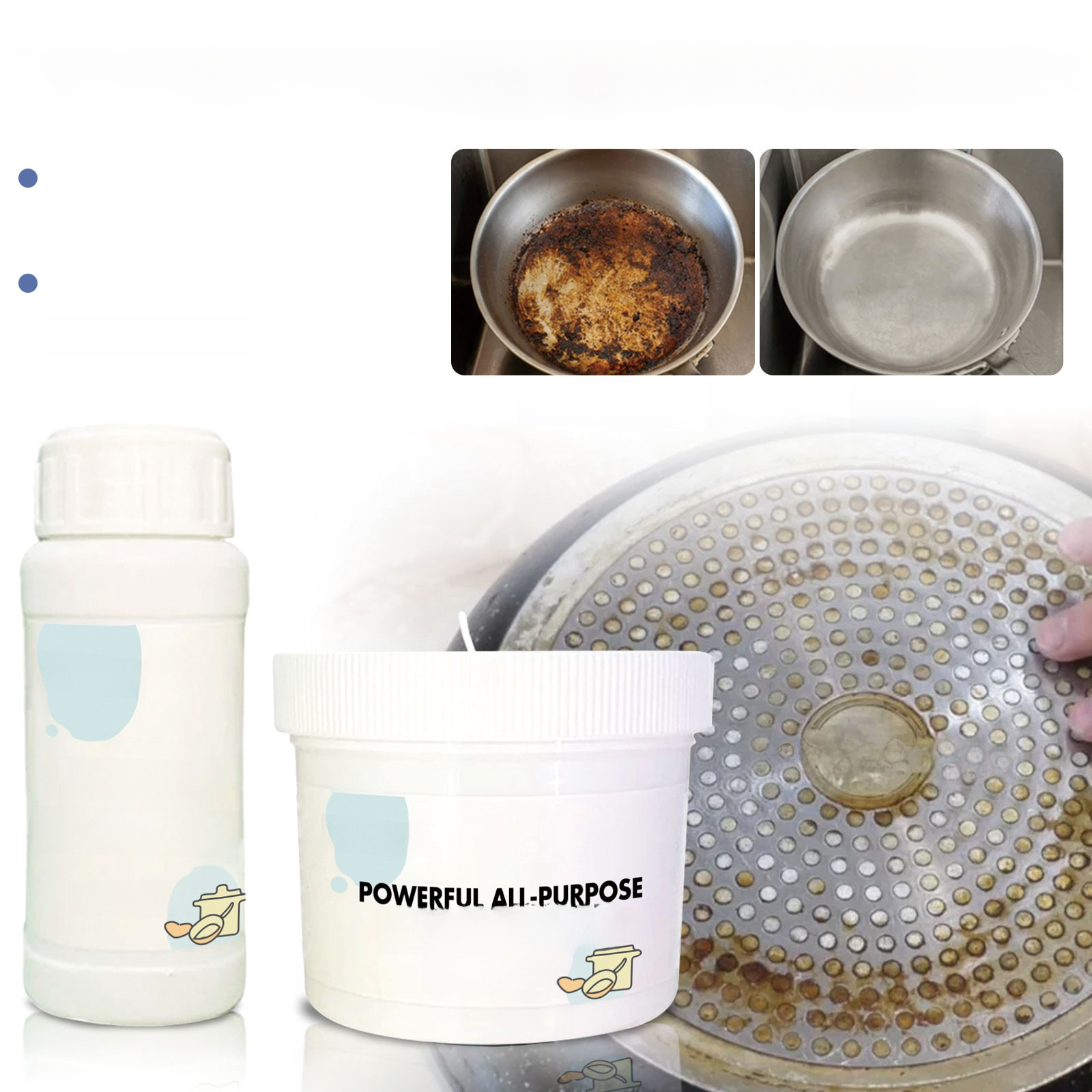 Jaysuing Multi-functional Cleaning Powder for Kitchen Heavy Oil Stain Cleaning, Kitchen Utensil Rust Removal, Stove Top and Exhaust Fan Purification