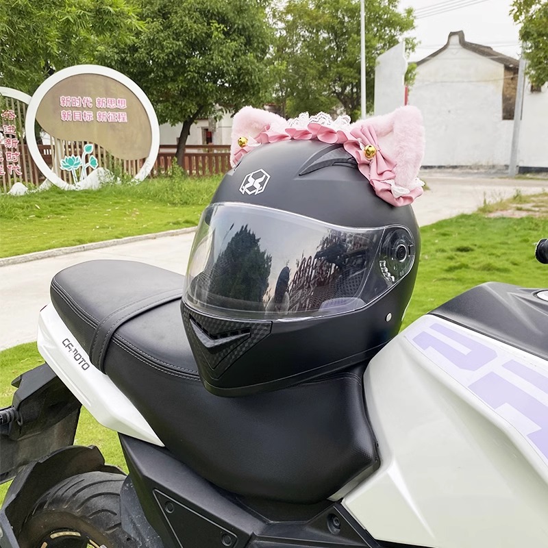 Cute Versatile Pink White Headband Helmet Decoration Motorcycle Electric Car