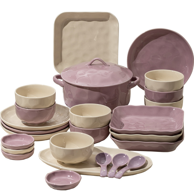 2025 nuevo juego de vajilla estilo crema, platos para el hogar de alto valor, mudanza a la nueva casa, combinación de platos, cuencos franceses