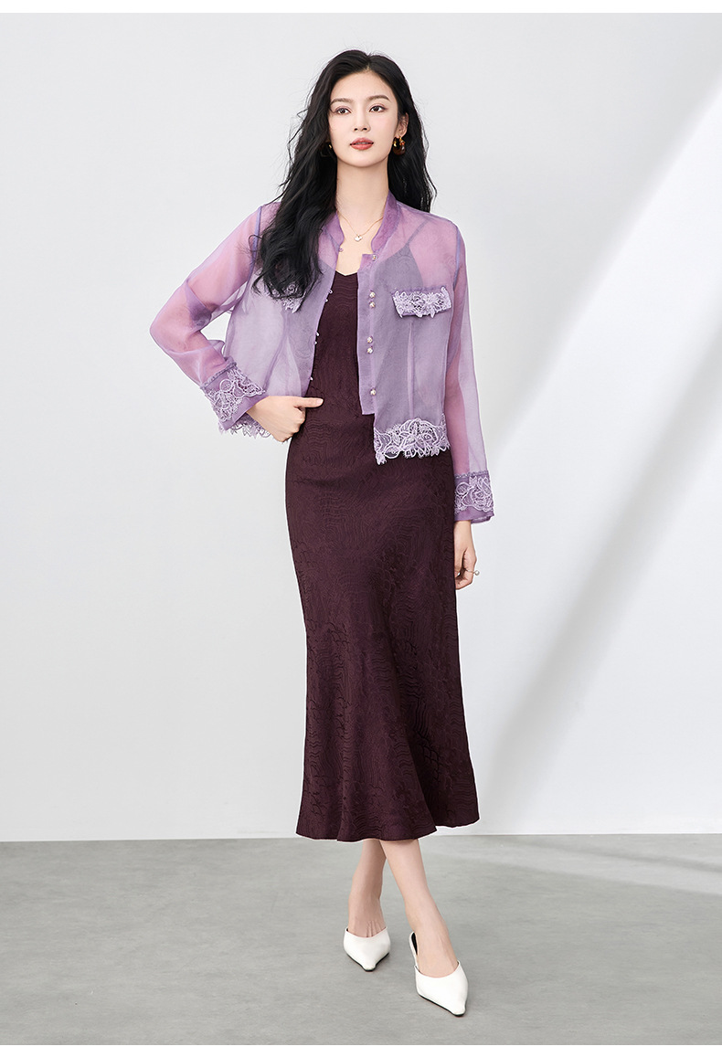 Áo sơ mi dài tay lụa organza cao cấp kiểu Trung Quốc mới mùa hè — Màu đen chi tiết 28