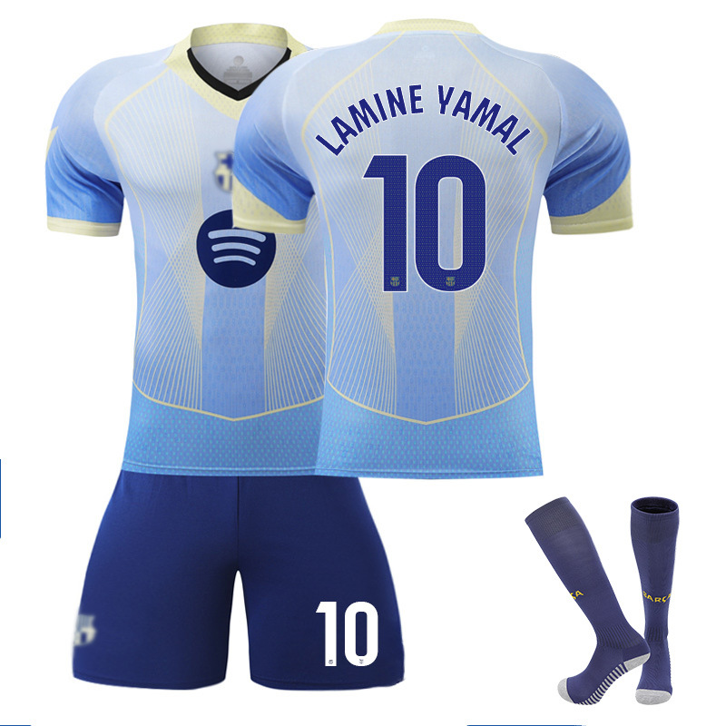 2526 Barcelona Special Edition Gradient Blue No. 10 Yamal 8 Pedri Football Uniform Suit Men Messi 9 Lewandowski
