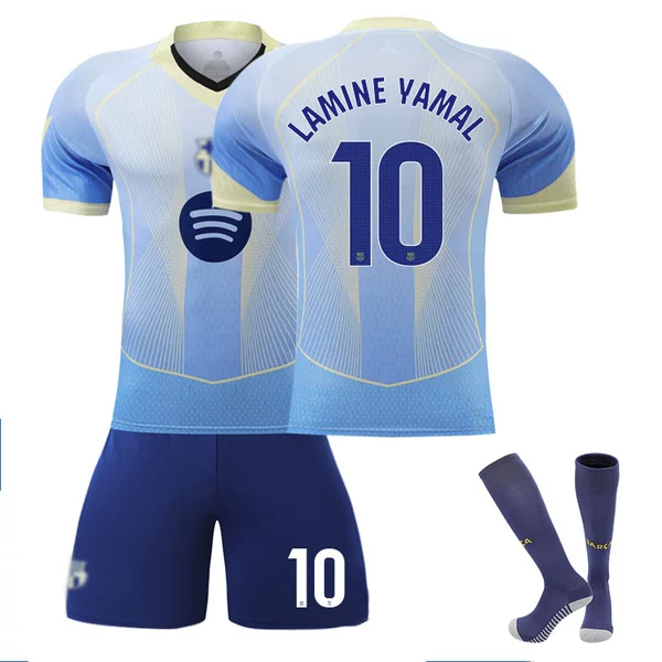 2526 Barcelona Special Edition Gradient Blue No. 10 Yamal 8 Pedri Football Uniform Suit Men Messi 9 Lewandowski
