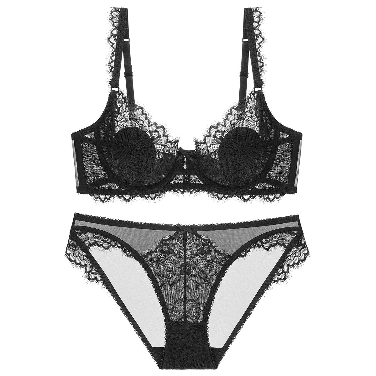 9212 ultra-thin breathable comfortable and non revealing summer oversized sexy bra set women's underwear_voghion.com