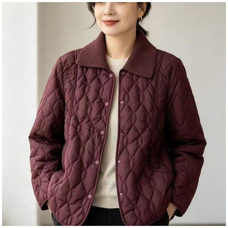 New autumn and winter plus-size women's clothing for middle-aged and elderly, quilted cotton coat, loose-fitting, slimming, warm, fashionable and versatile women's jacket