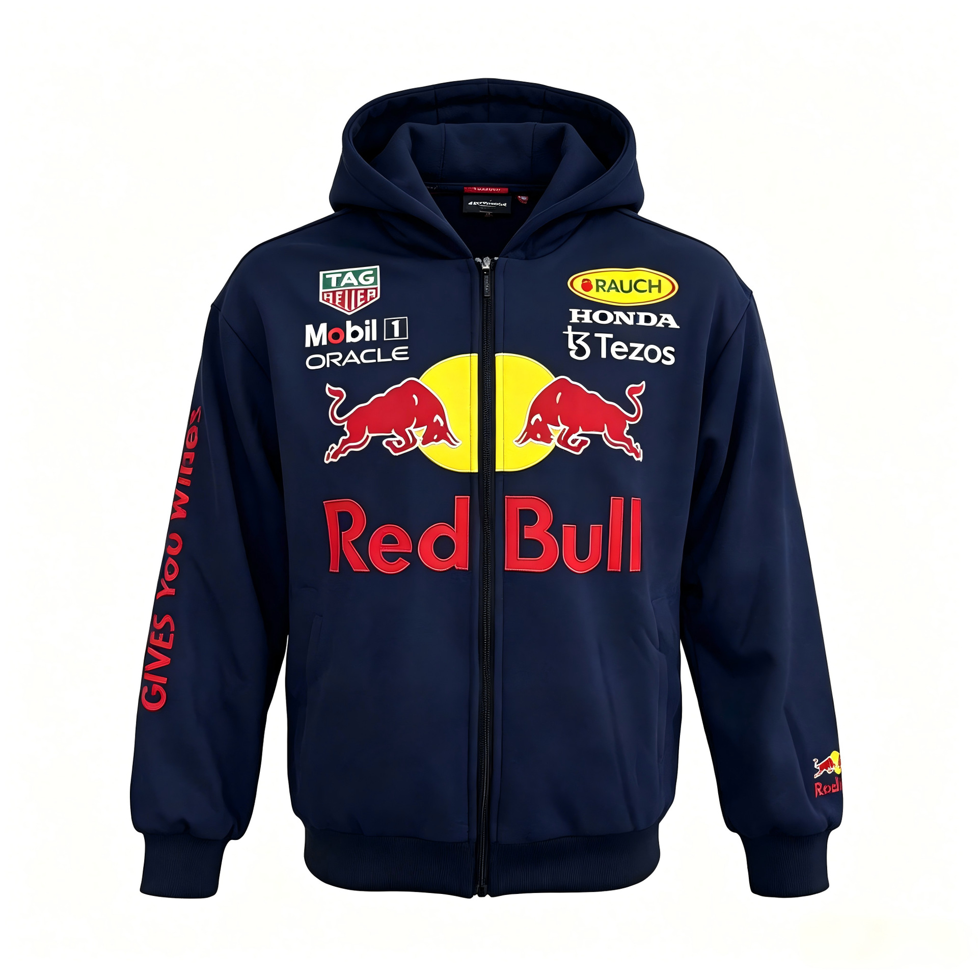 Redbull Red Bull F1 Racing Suit Embroidered Cardigan Hooded Sweatshirt Retro American Motorcycle Riding Jacket Custom-Made