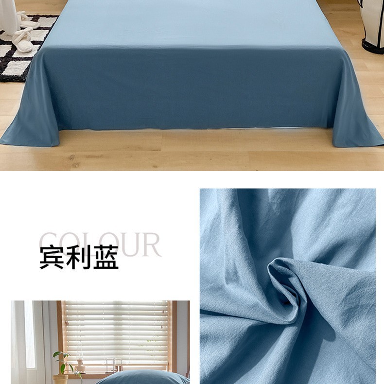 Sábanas engrosadas de algodón puro pieza única 100 algodón nuevo dormitorio de estudiantes azul edredón para dormir desnudo juego de tres piezas de funda de almohada individual