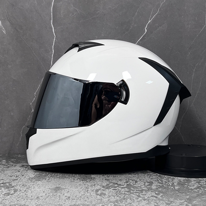 LVS casco de la motocicleta estándar nacional de los hombres y las mujeres del casco completo de doble lente de invierno motocicleta eléctrica Bluetooth cabeza Gris Cuatro Estaciones