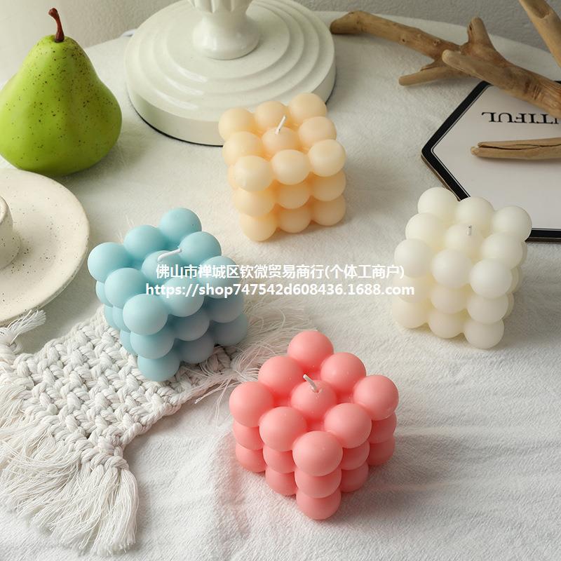 Accesorios de ambiente de Halloween Cubo de Rubik geométrico cera de soja queso de limón vela de aromaterapia de naranja fea accesorios de fotografía