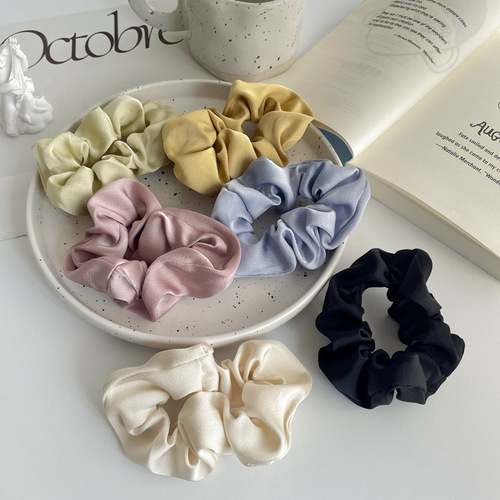 Satin solid color Korean girl's large intestine hair ring plain color versatile ball hair rope ins simple hair accessories rubber band