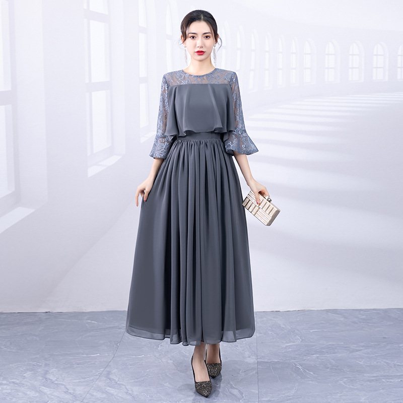 AliExpress vestido mujer 2025 nuevo temperamento de manga larga vestido de mujer elegante anfitrión vestido de noche transfronterizo