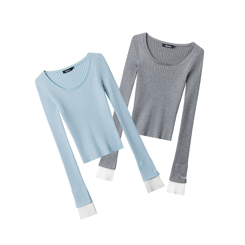 Damenbekleidung Slim Fit Pullover Pullover einfarbig lässig schlicht neu Langarmshirts_voghion.com