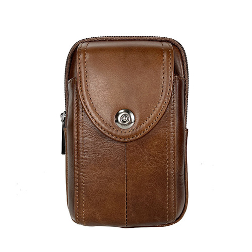 Cross-border new men's mobile phone waist bag, men's belt mobile phone bag, casual cowhide shoulder crossbody bag