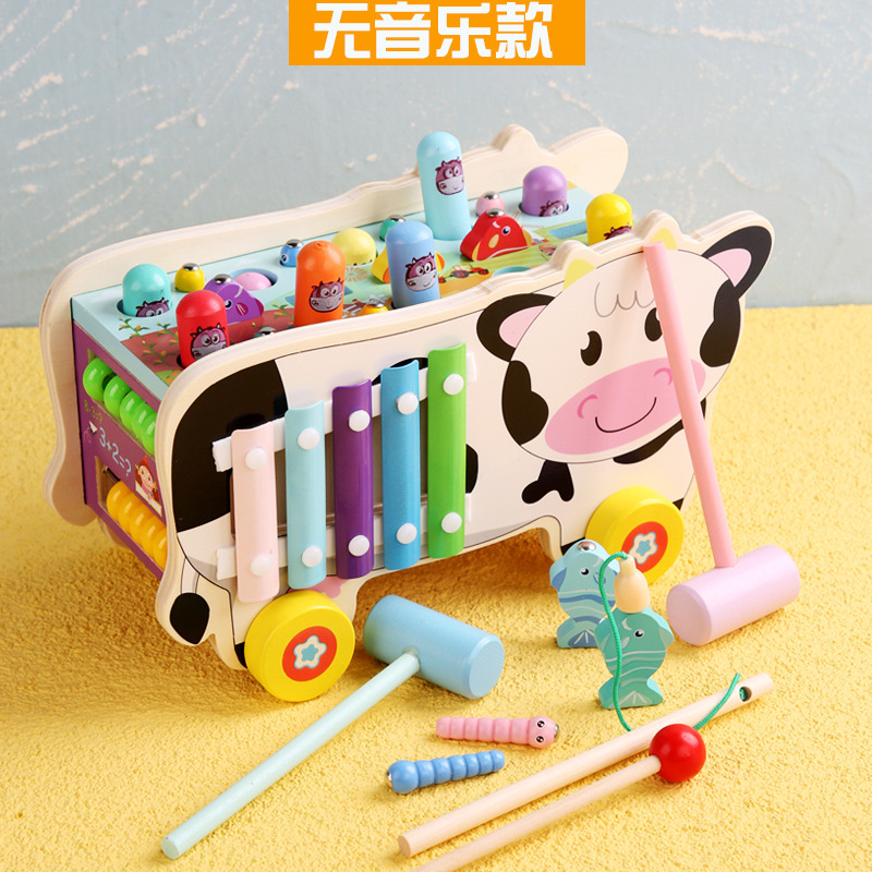 Transfronterizo piano de madera para niños golpeando hámster bebé capacidad de coordinación mano-ojo golpeando ratón remolque juguetes educativos