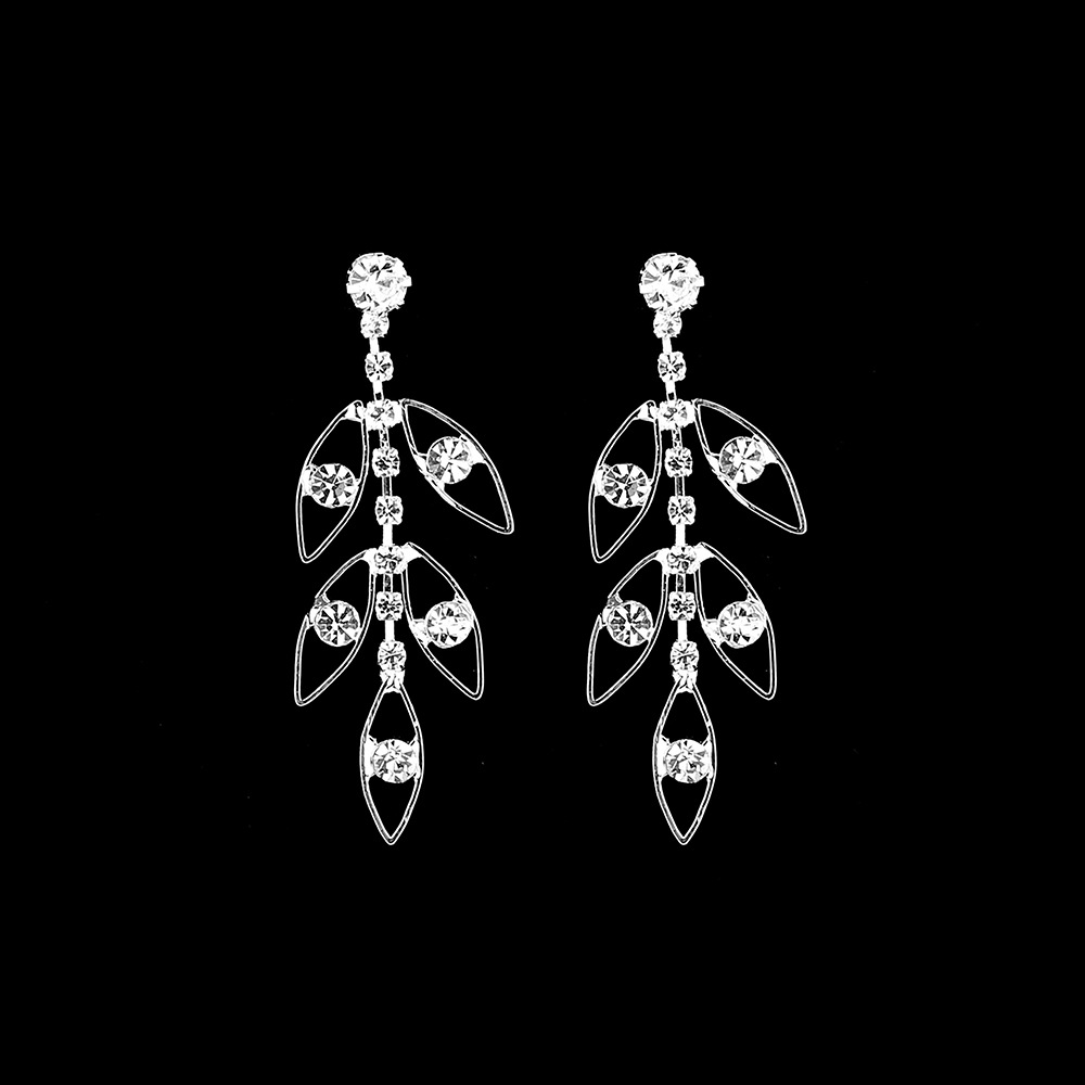 Moda Cristal Diamante De Imitación Hojas Collar Y Pendientes Traje Boda Accesorios Cobre display picture 2