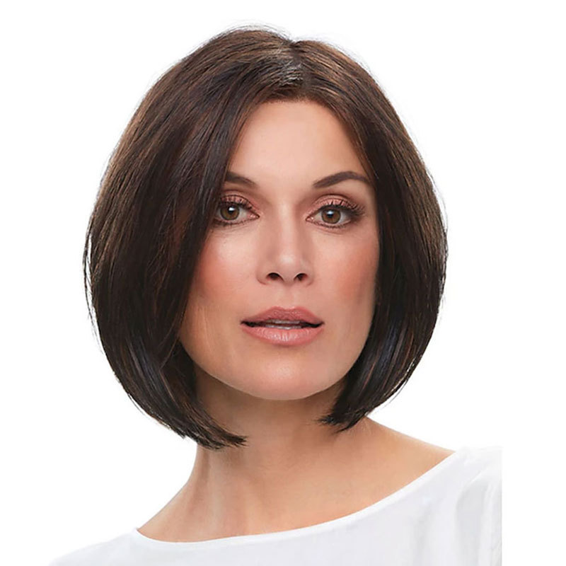 Women's Brown Synthetic Wig, Straight Bob Wig, Short Dark Brown Synthetic Hair, Women's Fashion Design