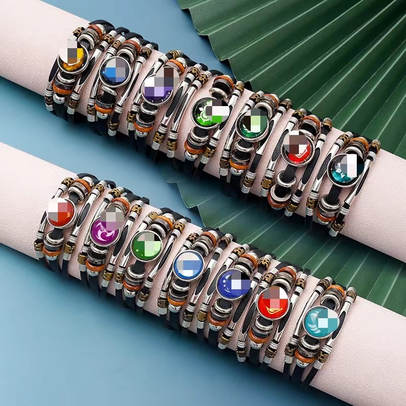 Cross-Border Personalized Trendy Yuan Shen Bracelet for Men Korean Style Luminous Bracelet Fashion Alloy Snap Bracelet Wholesale