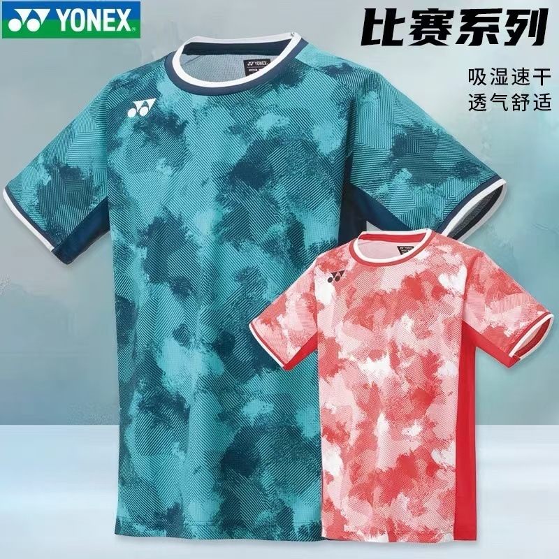 新款YY羽毛球服男款大赛比赛服运动休闲上衣女款短袖速干|undefined