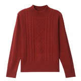 妈妈冬装绞花针织毛衣洋气保暖上衣中老年女秋冬时尚加厚打底衫女，女装针织衫/毛衣，妃慕昵服饰