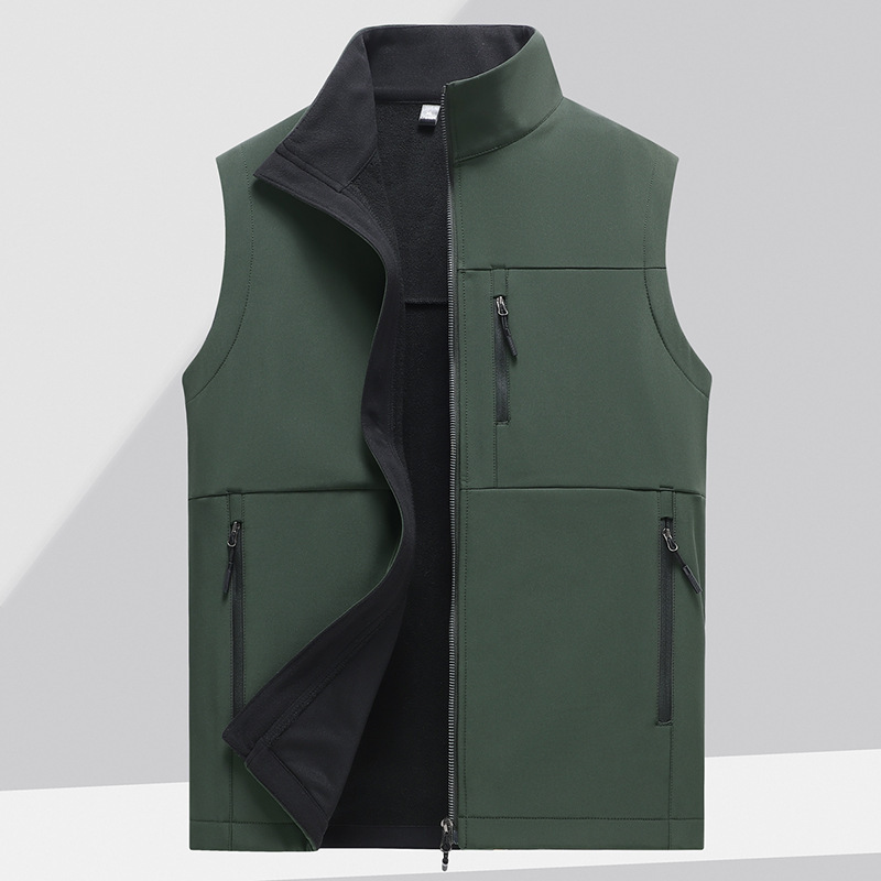 Soft Shell Vest Men's Autumn and Winter Workwear Group Jacket Waterproof Sleeveless Windproof Running Vest Foreign Trade LOGO